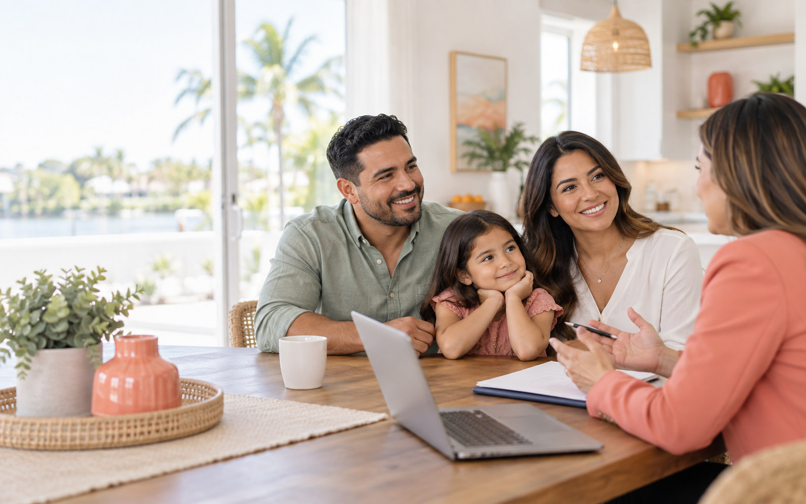 Family speaking with an insurance advisor